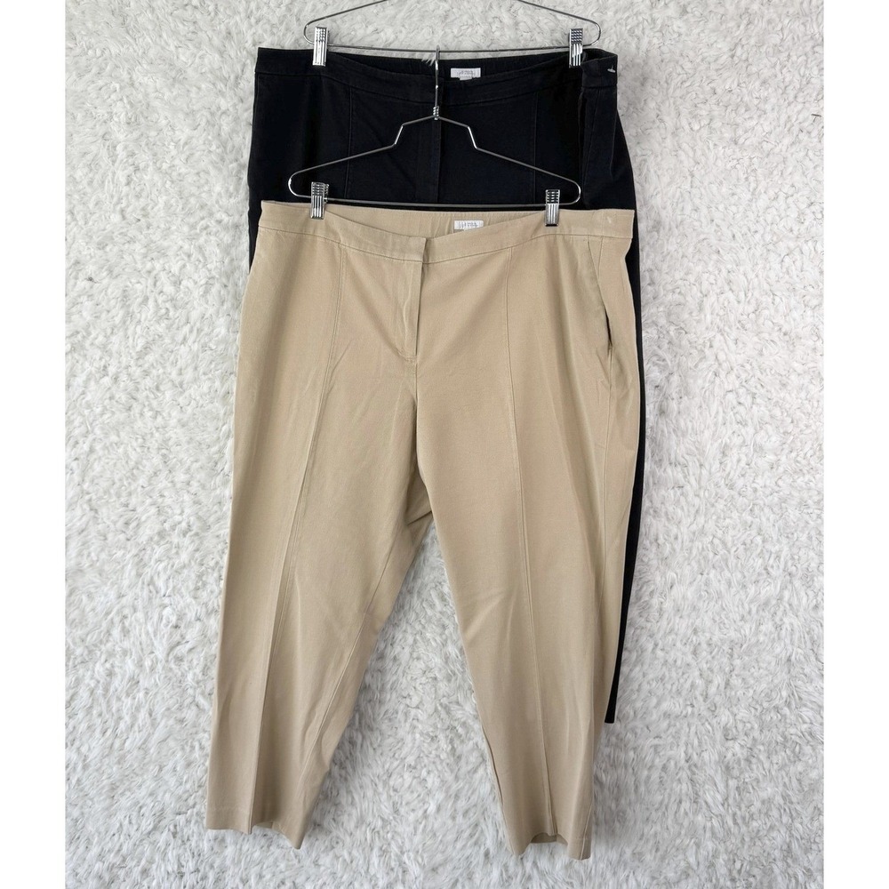 J. Jill Pants Plus Size 22 Black Beige Ponte Tapered Pull On Ankle Crop Set of 2